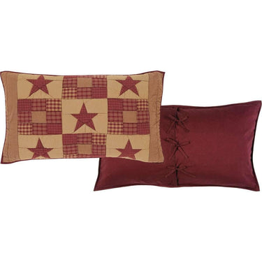 Ninepatch Star Black Burgundy Queen Set; 1-Quilt 90Wx90L w/2 Shams 21x27 VHC Brands - The Fox Decor